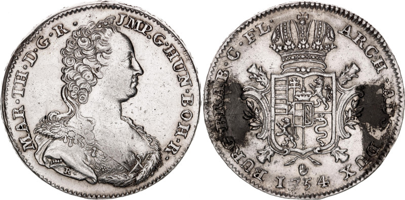 Austrian Netherlands 1 Ducaton 1754. KM# 8, N# 28199; Silver 33.26 g.; Maria The...