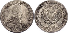 Austria 6 Kreuzer 1719. KM# 1569, N# 72111; Silver 2.67 g.; Karl V; Hall Mint; XF