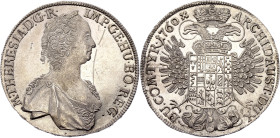 Austria Taler 1760. KM# 1742, Dav. 1120, N# 39154; Silver, Prooflike; Maria Theresia; Hall Mint; UNC 1st strike with scratch
