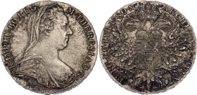 Austria 1 Taler 1780 SF Restrike. KM# T1, N# 7393; Silver 28.01 g.; Maria Theresia; UNC with nice toning