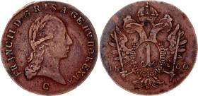 Austria 1 Kreuzer 1800 C. KM# 2111, N# 7075; Copper; Franz II; VF