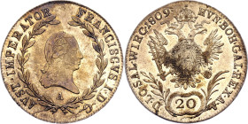 Austria 20 Kreuzer 1809 A. KM# 2141, N# 18835; Silver; Franz I; Vienna Mint; UNC with full mint luster