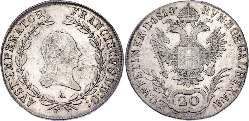 Austria 20 Kreuzer 1814 A. KM# 2142, N# 33676; Silver; Franz I; Vienna Mint; UNC...