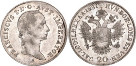 Austria 20 Kreuzer 1831 A. KM# 2147, Kahnt/Schön# 76, Adamo# C35, N# 14712; Silver 6.68 g.; Franz I; XF/AUNC