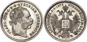 Austria 10 Kreuzer 1872. KM# 2206, N# 4962; Silver 1.67 g.; Franz Joseph I; UNC with full mint luster