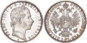 Austria 1 Florin 1858 A. KM# 2219, N# 7004; Silver 12.34 g.; Franz Joseph I; Vienna Mint.; UNC