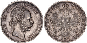 Austria 1 Florin 1872. KM# 2222, N# 4726; Silver 12.34 g.; Franz Joseph I; Vienna Mint.; AUNC with nice toning