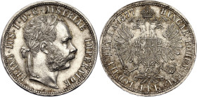 Austria 1 Florin 1877. KM# 2222, N# 4726; Silver 12.26 g.; Franz Joseph I; Vienna Mint; UNC with mint luster & nice toning