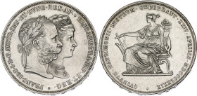 Austria 2 Gulden 1879. X# M5, N# 33587; Silver 24.58 g.; Franz Joseph I; Silver Wedding Jubilee; UNC with minor hairlines