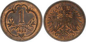 Austria 1 Heller 1893. KM# 2800, N# 6189; Bronze; Franz Joseph I; UNC; Mint luster remains