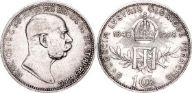 Austria 1 Corona 1908. KM# 2808, N# 7095; Silver 4.96 g.; Franz Joseph I; 60th Anniversary of the Franz Joseph I's Reign; Vienna Mint; XF