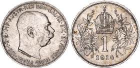 Austria 1 Corona 1914. KM# 2820, N# 7003; Silver 4.98 g.; Franz Joseph I; UNC with luster and few hairlines