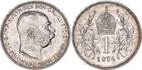 Austria 1 Corona 1914. KM# 2820, N# 7003; Silver 4.99 g.; Franz Joseph I; UNC with mint luster