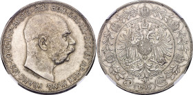 Austria 5 Corona 1909 NGC MS62. KM# 2813, N# 12315; Silver 24.00 g.; Franz Joseph I; With mint luster