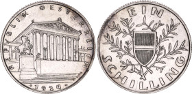Austria 1 Schilling 1924. KM# 2835, N# 9794; Silver 6.88 g.; Vienna Mint; UNC with minor hairlines