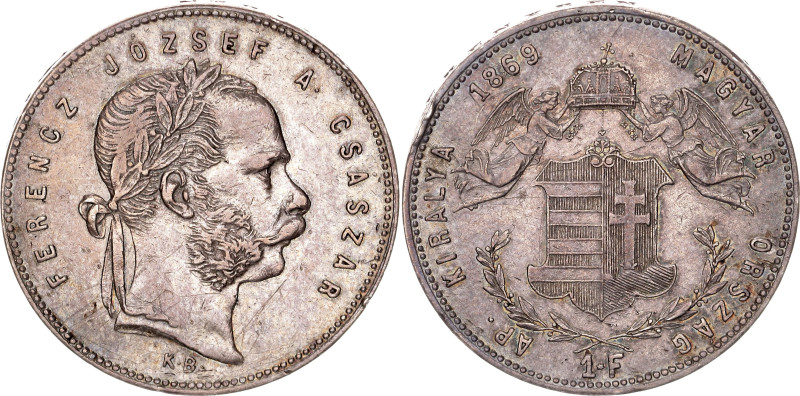 Hungary 1 Forint 1869 KB. KM# 449.1, N# 33872; Silver 12.29 g.; Franz Joseph I; ...