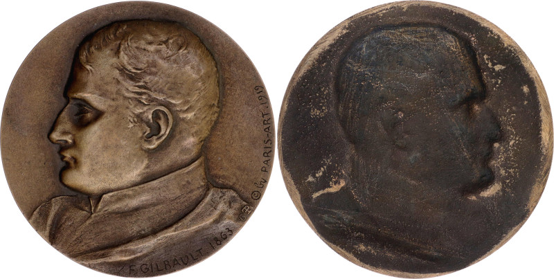 France Bronze Medal "Napoleon I" 1919. Bronze 102.18 g., 93 mm; Obv: Bust of Nap...