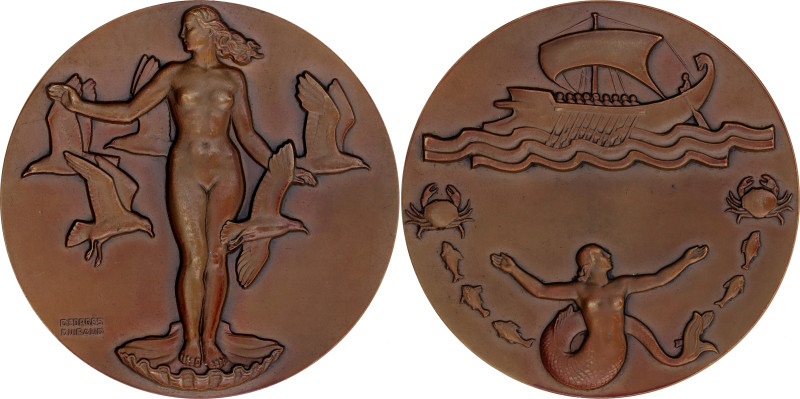 France Bronze Medal "Amphitrite" 1939. MdP.M# 1129; Bronze 113.69 g., 58.6 mm; B...