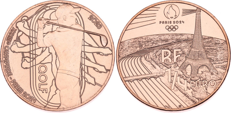 France 1/4 Euro 2023. KM# 3127, N# 356240; Copper plated Steel; 2024 Summer Olym...