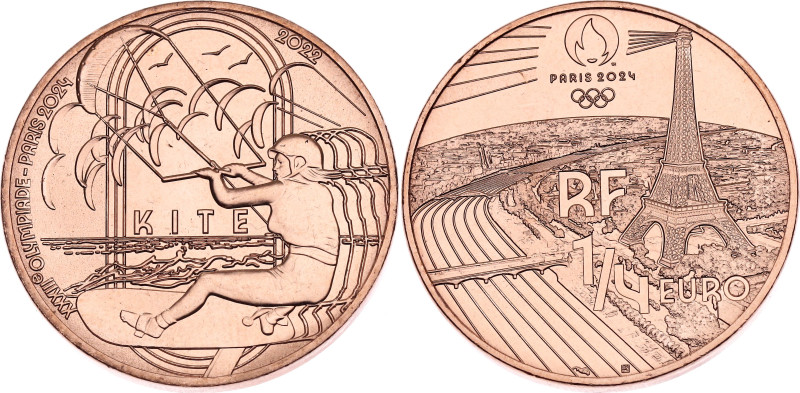 France 1/4 Euro 2022. KM# 3163, N# 341123; Copper plated Steel; 2024 Summer Olym...