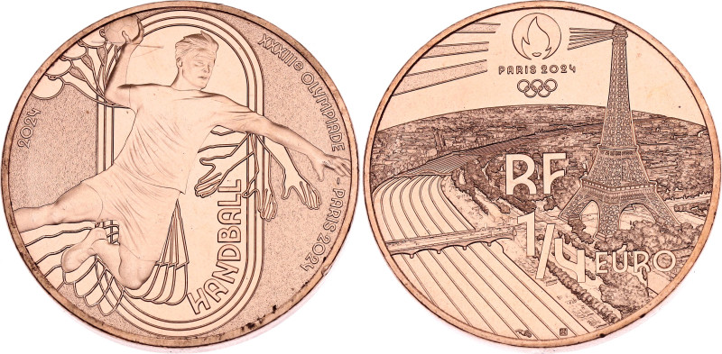 France 1/4 Euro 2024. N# 411717; Copper plated Steel; 2024 Summer Olympic Games,...