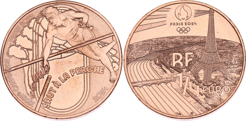 France 1/4 Euro 2024. N# 411715; Copper plated Steel; 2024 Summer Olympic Games,...