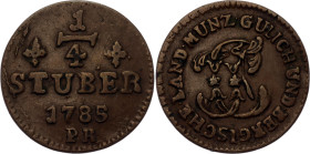 German States Julich-Berg 1/4 Stuber 1785 PR. KM# 206, N# 5467; Copper; Charles Theodore; XF