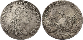 German States Prussia 1 Reichsthaler 1777 A. KM# 332, N# 14274; Silver 21.75 g.; Friedrich II the Great; Berlin Mint; Mintage 419637 pcs; VF+