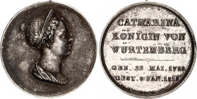 German States Wurttemberg Memorial Medal "Catherine Pavlovna of Russia 1788 - 1819" Very Rare!. KR# 162a, Ebner# 128, Slg. Reichel# 3366; Silver 8.16 ...