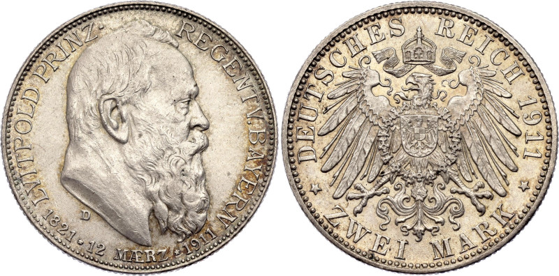 Germany - Empire Bavaria 2 Mark 1911 D. KM# 997, N# 20687; Silver 11.11 g.; Otto...