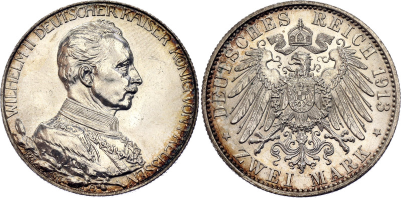 Germany - Empire Prussia 2 Mark 1913 A. KM# 533, N# 8273; Silver 11.10 g.; Wilhe...