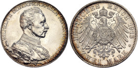 Germany - Empire Prussia 2 Mark 1913 A. KM# 533, N# 8273; Silver 11.10 g.; Wilhelm II; 25th Anniversary of the Reign of King Wilhelm II; UNC with lust...