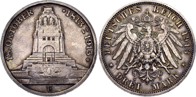 Germany - Empire Saxony-Albertine 3 Mark 1913 E. KM# 1275, J. 140, N# 13478; Sil...