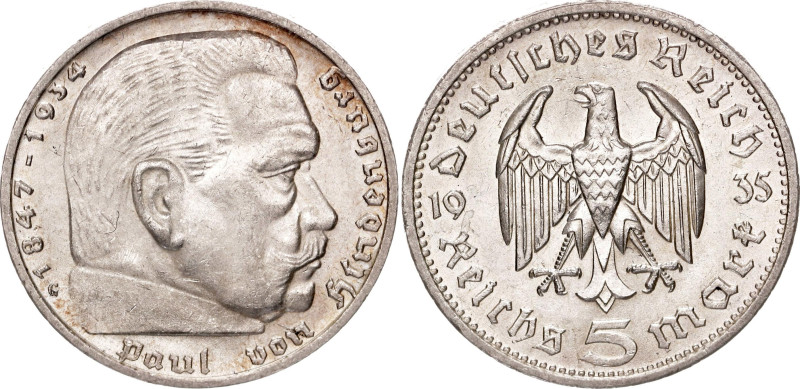 Germany - Third Reich 5 Reichsmark 1935 G. KM# 86, N# 2544; Silver 13.84 g.; Pau...