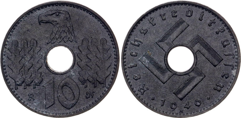 Germany - Third Reich 10 Reichspfennig 1940 A. KM# 101, N# 1929; Zinc; AUNC