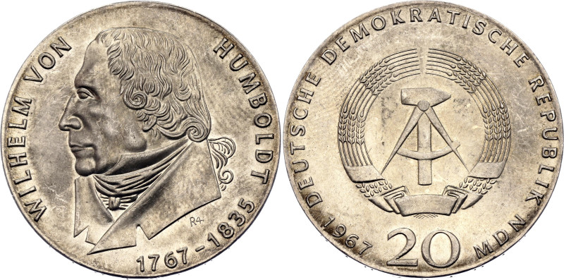 Germany - DDR 20 Mark 1967 A. KM# 18.1, N# 43353; Silver 20.76 g.; 200th Anniver...