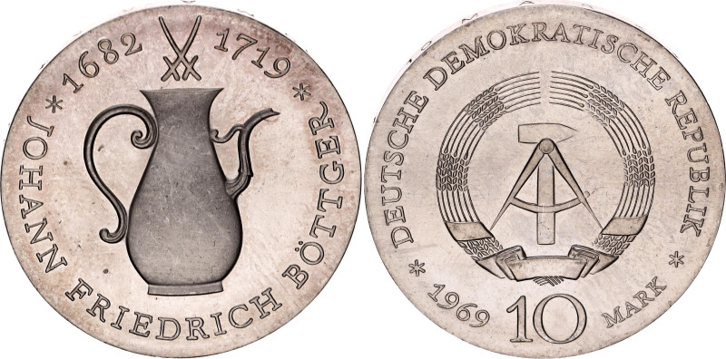 Germany - DDR 10 Mark 1969. KM# 24, N# 43330; Silver 16.95 g.; 250th Anniversary...