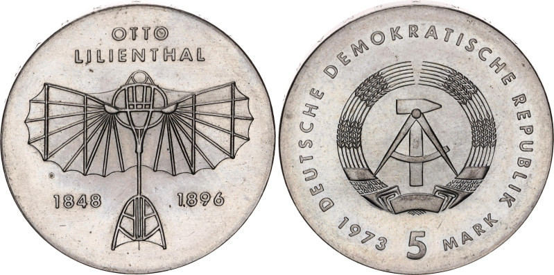 Germany - DDR 5 Mark 1973. KM# 43, Schön# 46, N# 30838; Copper-nickel; 125th Ann...