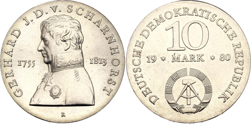 Germany - DDR 10 Mark 1980 A. KM# 77, N# 43338; Nickel Brass; 225th Anniversary ...