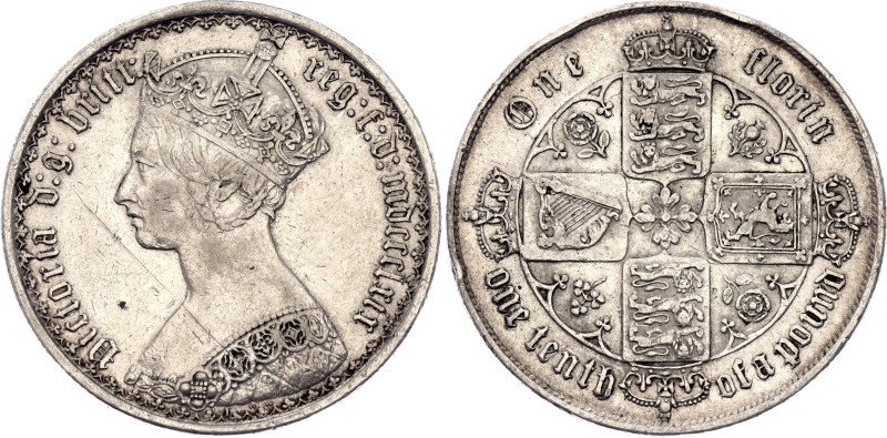 Great Britain 1 Florin 1869. KM# 746, N# 4840; Gothic' type; Silver 11.31 g.; Vi...