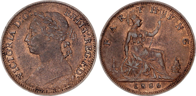 Great Britain 1 Farthing 1886. KM# 753, Sp# 3958/9, N# 1013; Bronze; Victoria; X...