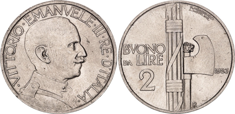 Italy 2 Lire 1923 R. KM# 63, N# 2682; Nickel; Vittorio Emanuele III; Rome Mint; ...