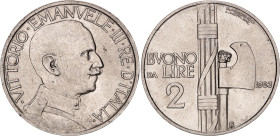 Italy 2 Lire 1923 R. KM# 63, N# 2682; Nickel; Vittorio Emanuele III; Rome Mint; AUNC