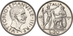 Italy 20 Lire 1928 R. KM# 69, N# 7191; Silver 15.04 g.; Vittorio Emanuele III; Rome Mint; UNC with full mint luster