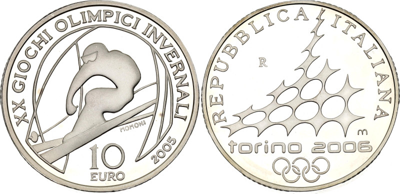 Italy 10 Euro 2005 R. KM# 260, N# 50177; Silver 22 g., Proof; XX Olympic Winter ...