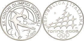 Italy 5 Euro 2005 R. KM# 266, N# 23585; Silver 18.00 g., Proof; XX Olympic Winter Games Turin 2006: Figure Skating