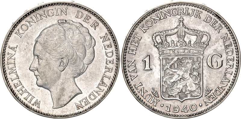 Netherlands 1 Gulden 1940. KM# 161.1, N# 6070; Silver 10 g.; Wilhelmina; AUNC