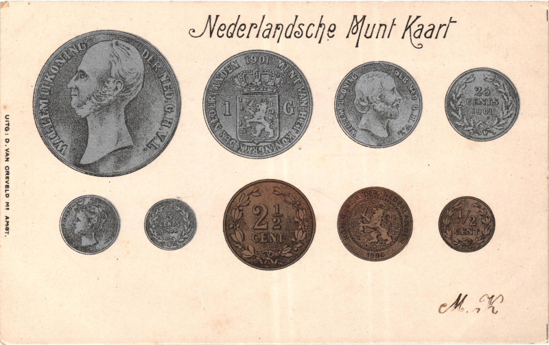 Netherlands Post Card "Coins of Netherlands" 1900 - 1918 (ND). Carton; Netherlan...