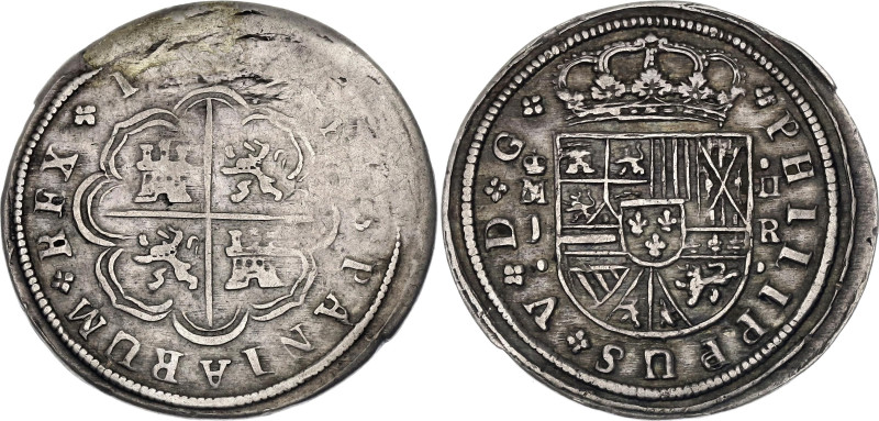 Spain 2 Reales 1717 MJ. KM# 296, N# 6841; Silver 4.63 g.; Felipe V; Madrid Mint;...