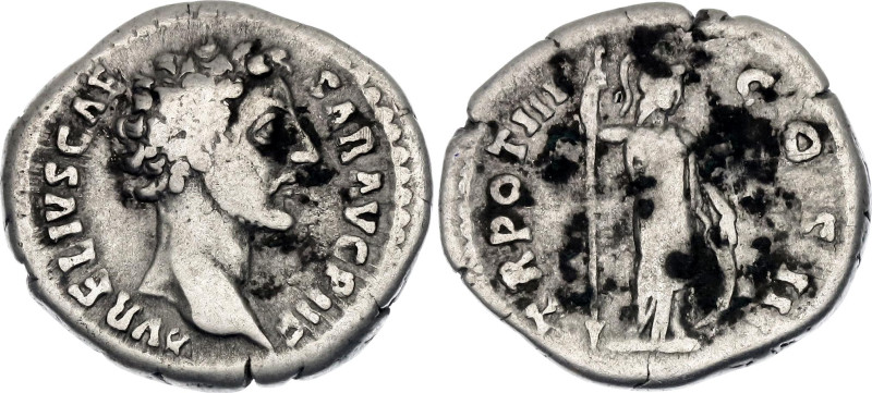 Roman Empire Marcus Aurelius Denarius 147 - 148 AD (ND). RIC III# 438B, N# 26053...